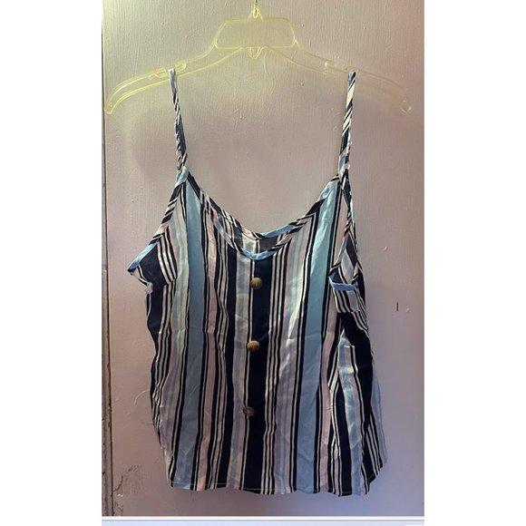 Striped Button Cami Top - Picture 2 of 3